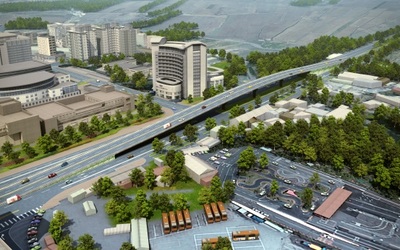 淡北道路於大度路在中央北路、立德路口部分在分別採地下化、高架化立體工程減緩交通衝擊