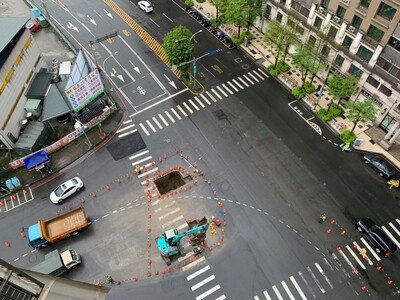 3月23日樹林大安路與中山路二段路口自來水破管搶修情形