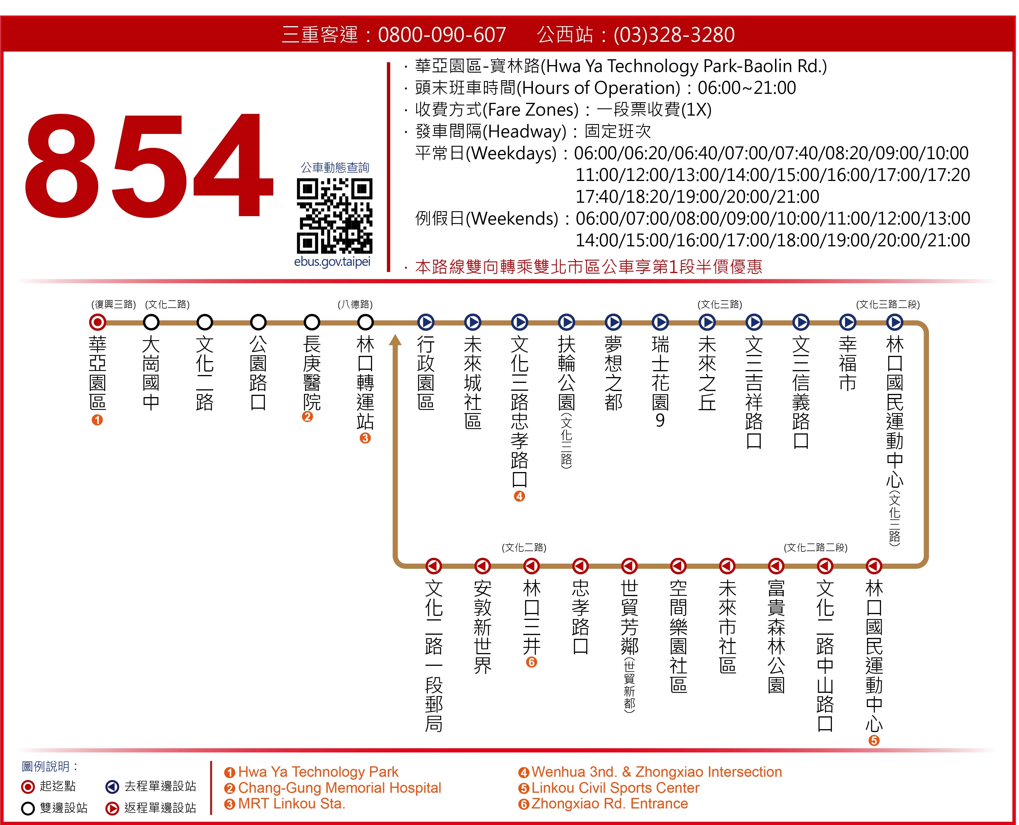 854線公車調整為行駛文化三路、文化二路至轉運站的循環路線公車