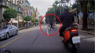 違反道路交通管理處罰條例第78條「行人不依規定，擅自穿越車道」示意圖