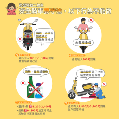 騎乘微型電動二輪車注意事項