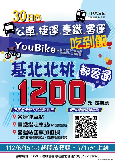 基北北桃1200都會通定期票宣傳海報