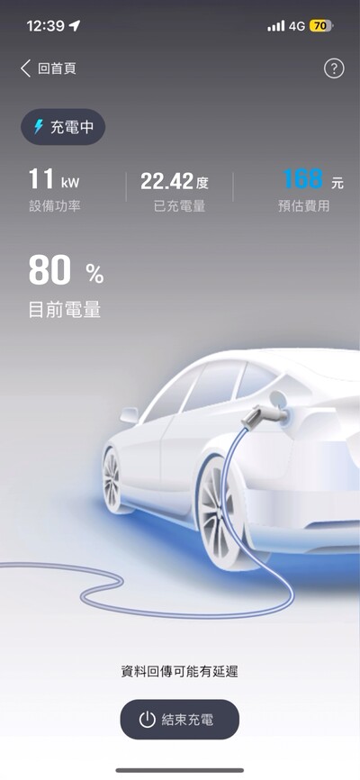 APP隨時查詢車輛充電狀態