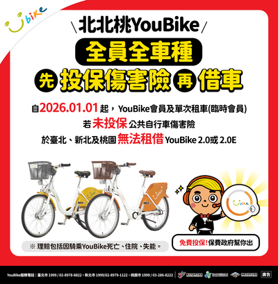 YouBike先投保傷害險再借車-安心有保障